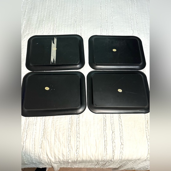 Vintage Black Floral Decorative Serving trays Toleware Plates Flowers 17 X 13 In - Picture 9 of 10